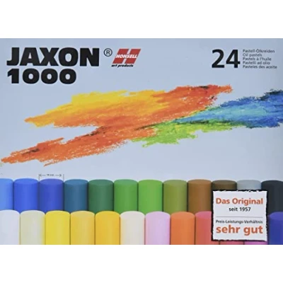 Abbildung von Honsell 47324 Jaxon 1000 Ölpastellkreide, 24er Set, im Kartonetui, brillante, lichtechte Farben, ideal für Künstler, Hobbymaler, Kinder, Schule, Kunstunterricht, frei von Schadstoffen
