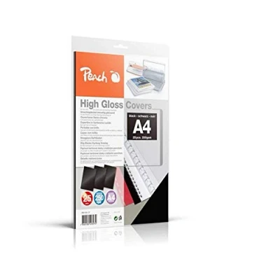 Abbildung von Peach PB100 17 Rückwände Deckblätter A4, 250 g/m², 25 Stück, hochglänzend, schwarz
