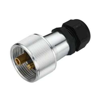 Abbildung von HELLA Stecker 2 polig Stecker: Schraubkontakt mit Kabelverschraubung Länge: 80mm Aluminium silber DIN/ISO: 14690 Menge: 1 8JA 001 925