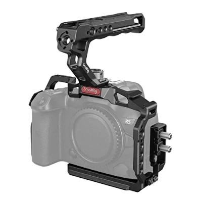 Abbildung von SMALLRIG Handkamera Käfig Set für Canon EOS R5/R6/R5 C mit leichtem oberen Griff ARRI und Kabelklemme, geeignet Stativ , Hand Stabilisatoraufnahmen (verbesserte Version) 3830C