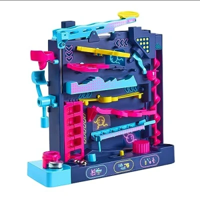 Abbildung von TOMY Games Screwball Scramble Level Up der Schwerkraft trotzende vertikale Hindernisbahn Murmelbahn Logik und Hand Augen Koordination Puzzle Brettspiele Lernspielzeug für Kinder ab 5 Jahren