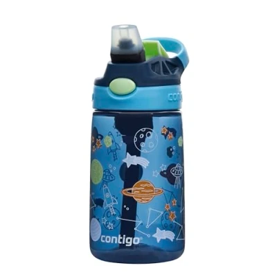 Abbildung von Contigo Kinder Trinkflasche Easy Clean Autospout mit Strohhalm, BPA freie robuste Wasserflasche, 100 Prozent auslaufsicher, einfache Reinigung, ideal für Kita, Kindergarten, Schule und Sport, 420 ml