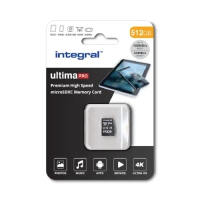Abbildung von Integral 512GB Micro SD Karte 4K Video Premium High Speed Speicherkarte SDXC bis zu 100MB/s Lesegeschwindigkeit und 50MB/s Schreibgeschwindigkeit V30 C10 U3 UHS I A1