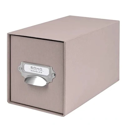Abbildung von Rössler Papier 1327452490 S.O.H.O. Aufbewahrungs CD Schubladenbox, mit beschriftbarem Einsteckschild und Griff, Taupe, 1 Stück