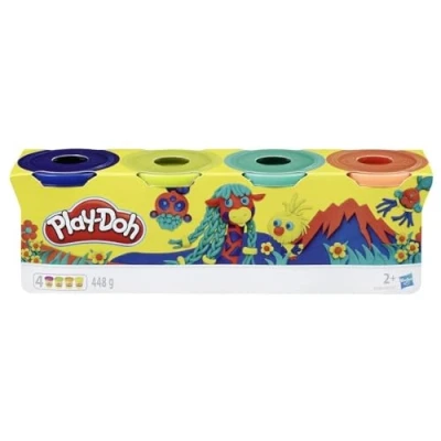 Abbildung von PlayDoh 4er Pack Wild, Knetmasse für Kinder ab 2 Jahren, Dosen zu je 112 Gramm (dunkelblau, türkis, orange, hellgrün), fantasievolles, kreatives Spielen