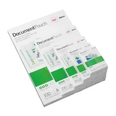 Abbildung von GBC Laminierfolien A4, Extra dünn, 2 x 37,5 mic, Robuste Laminiertaschen im 100er Pack, Glänzend, Transparent, Ideal für Büro &amp; Schule, 3745103