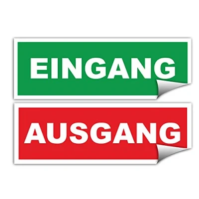 Abbildung von 2x Eingang und Ausgang Aufkleber 21x7,2 cm Sticker mit UV Schutz für Außen Innenbereich