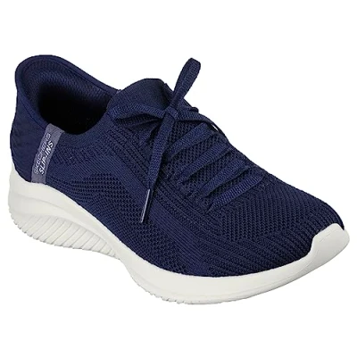 Abbildung von Skechers Damen Ultra Flex 3.0 Brilliant Path Sneakers,Sports Shoes, Marineblauer Strick Minzbes, 38.5 EU