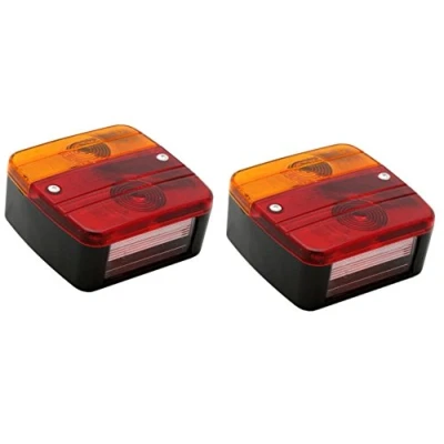 Abbildung von Hillfield® Universal Rücklichter, Rückleuchten für KFZ Anhänger, komplett mit Glühlampen (2 Rücklichter)