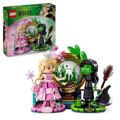 Abbildung von LEGO Wicked Elphaba und Glinda, Fantasy Spielzeug mit Mini Puppen der Hexen von Oz, Spielset baubaren Charakteren, Geschenk für Mädchen, Jungen Fans des Films ab 10 Jahren 75682
