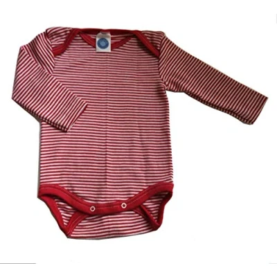 Abbildung von Cosilana, Baby Body Langarm, 70% Wolle, 30% Seide (Rot/Natur, 74 80)