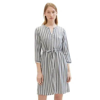 Abbildung von TOM Tailor Gestreiftes Blusenkleid, Damen, Größe: 34, Offwhite navy vertical stripe