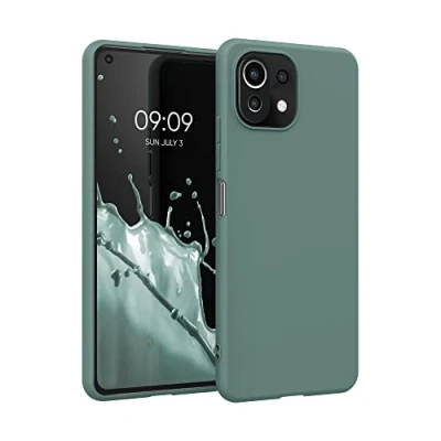 Abbildung von kwmobile Hülle kompatibel mit Xiaomi 11 Lite (5G) NE/Mi weiches TPU Silikon Case Cover geeignet für kabelloses Laden Blaugrün