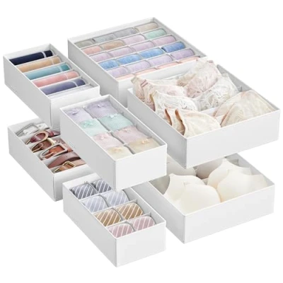 Abbildung von SONGMICS Unterwäsche Aufbewahrungsbox 8 teiliges Set Wolkenweiß RUS008W01
