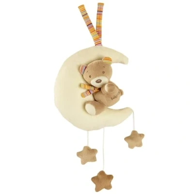 Abbildung von Fehn Spieluhr Baby Einschlafhilfe Teddy im Mond Kuscheltier mit sanfter Melodie &quot;Brahm Wiegenlied&quot; Babyspielzeug für Unterwegs und Zuhause Musikspielzeug Babys Kleinkinder