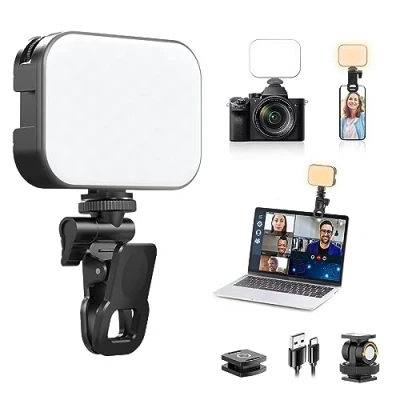 Abbildung von ULANZI VL100X Selfie Licht mit Clip, LED Videoleuchte 2000mAh Akku, Kamera dimmbare 2500 6500K, CRI 95+, 3 Lichtmodi, Videolicht für Handy, Tablet, iPad, Laptop, YouTube, TikTok