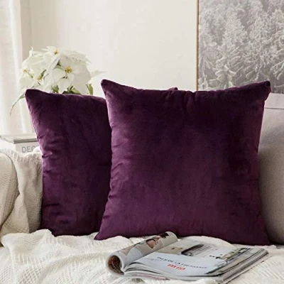 Abbildung von MIULEE Packung von 2, Purer Weicher Dekorativ Sofa Kissenbezug Kissenhülle Set Kissen Fall für Schlafzimmer Auto Aubergine Lila 18 x inch 45 cm