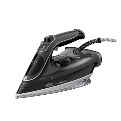 Abbildung von Braun FreeStyle 5 Dampfbügeleisen SI 5188 BK Bügeleisen mit FreeGlide 3D Bügelsohle, Vertikaldampf, 2800 Watt, Dampfstoß 220 g/min, 330 ml Wassertank, schwarz