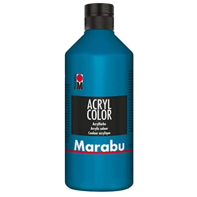 Abbildung von Marabu 12010075056 Acryl Color cyan 500 ml, cremige Acrylfarbe auf Wasserbasis, schnell trocknend, lichtecht, wasserfest, zum Auftragen mit Pinsel und Schwamm Leinwand, Papier Holz