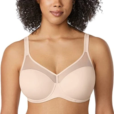 Abbildung von DELIMIRA Damen T Shirt BH mit Bügel Vollschalen Nahtlose Große Größen Gepolstert Beige 80C
