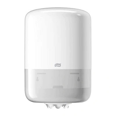 Abbildung von Tork 559000 Innenabrollungsspender für M2 Papierwischtücher im Elevation Design / Wischtuchspender hygienische Einzeltuchentnahme in Weiß, 239mm x 360mm 227mm