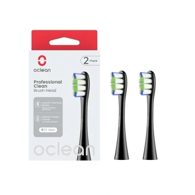 Abbildung von Oclean Bürstenköpfe Professional Clean 2 pack, Ersatzbürsten kompatibel mit elektrische Zahnbürste, DuPont Borsten Zahnbürstenkopf Zungenreiniger, Schwarz