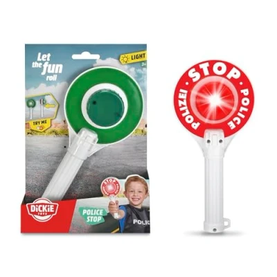 Abbildung von Dickie Toys Polizeikelle (24 cm) mit Lichteffekten, inkl. Batterien, Signalkelle, Polizeispielzeug für Kinder ab 3 Jahren