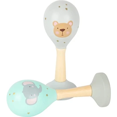 Abbildung von Small Foot Musikrasseln aus Holz, Babyrassel mit handschmeichlerischen Form, für Babys und Kleinkinder, 11886