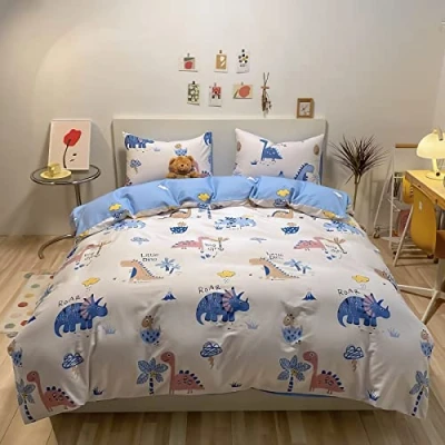 Abbildung von KEAYOO Baby Bettwäsche 100x135 Weiß mit Buntstiftzeichnung Süßes Tier und Bäume 100% Baumwolle Reißverschluss