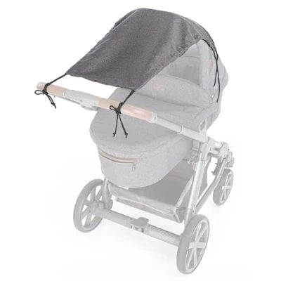 Abbildung von Zamboo Universal Sonnensegel DELUXE mit UV Schutz 50+ für Kinderwagen Babywanne reißfester Baby Sonnenschutz Beschichtung und Rollo Funktion Melange Grau