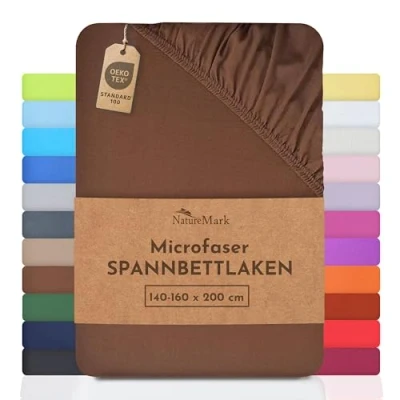 Abbildung von NatureMark Mikrofaser SPANNBETTLAKEN zum Sparpreis! viele Größen und Farben Markenware (140x200 160x200 cm, Schoko braun)