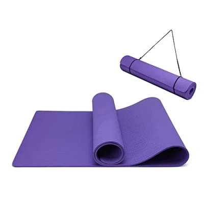 Abbildung von Yogamatte rutschfest und umweltfreundliche TPE Sportmatte mit Tragegurt Gymnastikmatte für Pilates, Workout Fitnessmatte 183 x 61 0.6 cm (Lila)