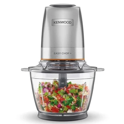 Abbildung von Kenwood EasyChop+ CHP62.400 SI Elektrischer Zerkleinerer mit Vierfach Klingen aus Edelstahl, One Touch Bedienung, Eiscrusher, 0,6 l Arbeitsbehälter, Spülmaschinenfest, 500W, Schwarz