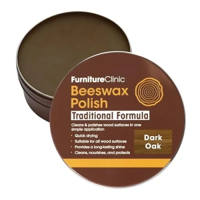 Abbildung von Furniture Clinic Bienenwachspolitur für Holz und Möbel 200 ml natürliches Bienenwachs alle Holzarten Farben (Dunkle Eiche)