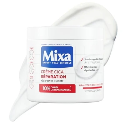 Abbildung von Mixa Expert Cica Reparaturcreme für empfindliche Haut repariert langanhaltende Wirkung sehr trockene und raue Gesicht, Körper, Hände hypoallergen 400 ml