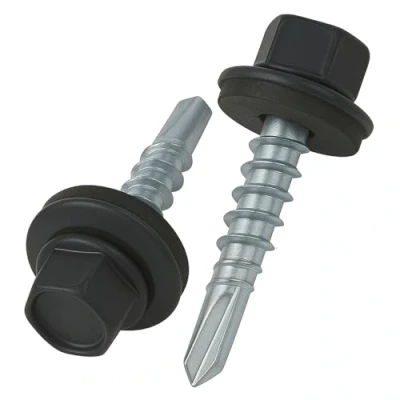 Abbildung von 4.8 mm x 35 Dachschrauben, Sechskantkopf Selbstbohrend Mehrfarbig (RAL 7016 Anthrazitgrau) Schrauben mit versiegelter EPDM Unterlegscheibe, rostfreie, Verzinkte, Gehärtete (50 Stück)