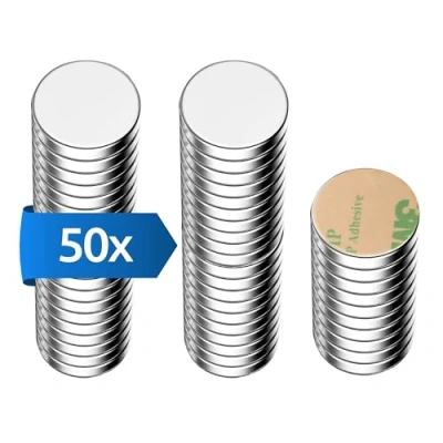 Abbildung von ECENCE Neodym Magnete 50 Stck. runde Klebe selbstklebend 8x1mm hochwertige NiCuNi Beschichtung Scheibenmagnete