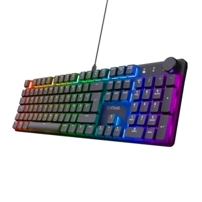Abbildung von Trust Gaming GXT 866 Torix Mechanische Tastatur Deutsches QWERTZ Layout, Huano Switches, Flache Tasten, RGB Beleuchtung, Anti Ghosting N Key Rollover USB Programmierbare PC Laptop