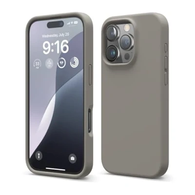 Abbildung von elago Premium Liquid Silikon Hülle Kompatibel mit iPhone 16 Pro Hülle, Ganzkörper Handyhülle, Stoßfest, Schlanke Kratzfester weicher Mikrofaser Innenfutter, 6.3 Zoll (Mittelgrau)