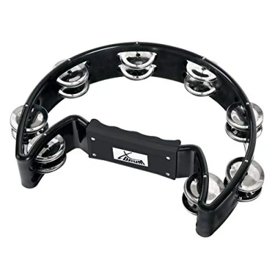 Abbildung von XDrum Hand Tambourin Halbmond Form (Tambourine, 16 Paar verchromte Stahl Schellen, Kunststoff) schwarz