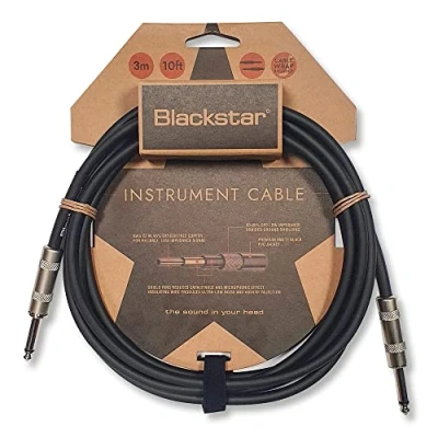 Abbildung von Blackstar 3m (10 ft) Instrumentenkabel gerade 6,3 mm Klinke auf Klinke, für Bass/E Gitarre/Elektroakustik/Keyboard/Verstärker