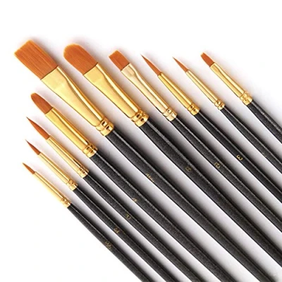 Abbildung von Bougimal 10 Stück Pinsel Set, Nylon Acrylfarben für Aquarell Ölgemälde, Malerei Ölfarben Brush Set Anfänger, Kinder, Künstler