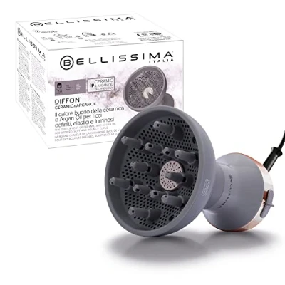 Abbildung von Bellissima Diffon Ceramic Argan Heißluftdiffusor für lockiges Haar, Keramik und Arganöl Technologie, schonende Trocknung, 2 Luft/Temperaturstufen, 700 W