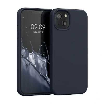Abbildung von kwmobile Hülle kompatibel mit Apple iPhone 13 Silikon Handy Case Handyhülle weiche Oberfläche kabelloses Laden Heidelbeerblau