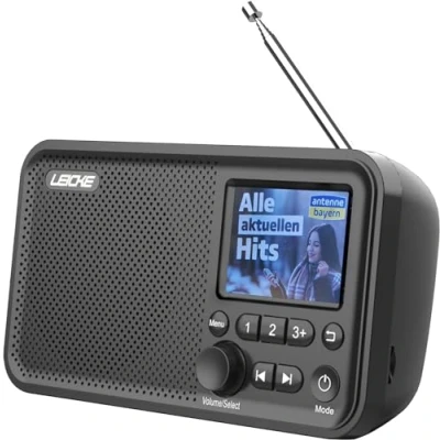Abbildung von LEICKE tragbares DAB+ Radio mit Bluetooth 5.0 DAB/DAB+ und UKW Radio, 2,4&quot; Farbdisplay, 80 Voreinstellungen, Küchenradio Kabel oder 2000mAh Akkubetrieb, MicroSD/TF/AUX Anschluss, Alarmfunktionen