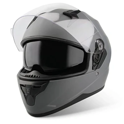 Abbildung von VINZ Kennet Integralhelm mit Sonnenblende Motorrad Helm Vollvisierhelm Mopedhelm ECE 22.06 Motorradhelm Full Face Helme für Damen &amp; Herren In Gr. XS XXL Titanium