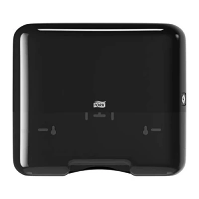 Abbildung von Tork Mini Spender für Zickzack und Lagenfalz Papierhandtücher 553108, Elevation Design Kompakter H3 Handtuchspender Falthandtücher zur Einzelblattentnahme, schwarz