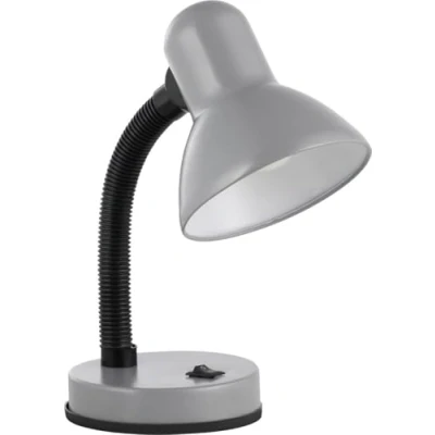Abbildung von EGLO Tischlampe Basic 1, 1 flammige Tischleuchte, Schreibtischlampe aus Stahl und Kunststoff, Farbe: Silber, Fassung: E27
