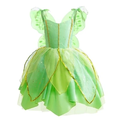 Abbildung von Lito Angels Tinkerbell Kostüm Grüne Fee Kleid Verkleidung mit Flügel für Mädchen Kinder, Größe 4 5 Jahre 110 (Tag Nummer 110)