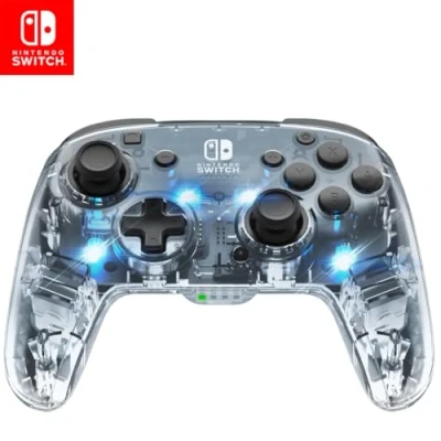 Abbildung von Afterglow LED drahtlos Deluxe Gaming Controller Lizenziert durch Nintendo für Switch and OLED RGB Hue Color Lights See through Gamepad Paddle Buttons